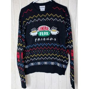Friends Christmas‎ Sweater Adult Large Black Knit Crewneck Central Perk Lobster